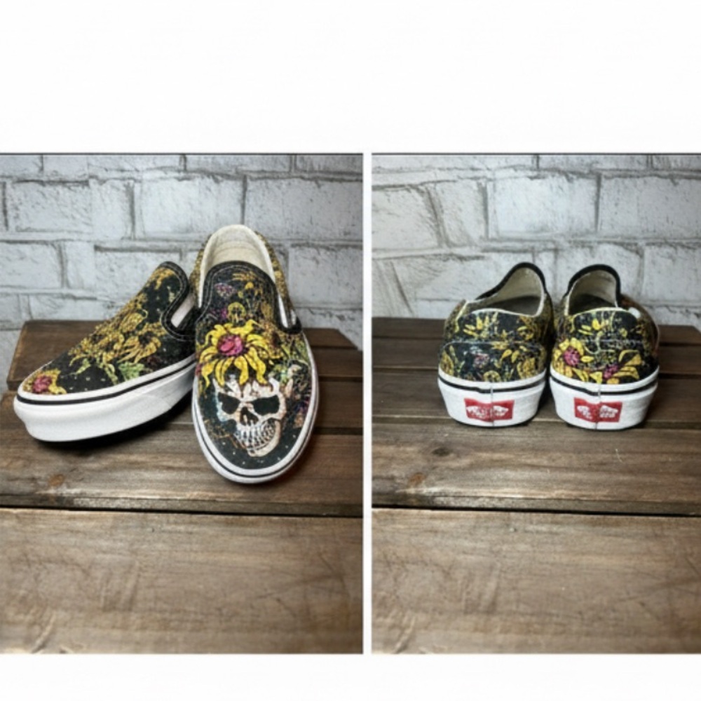 Vans classic slip on beauty skull